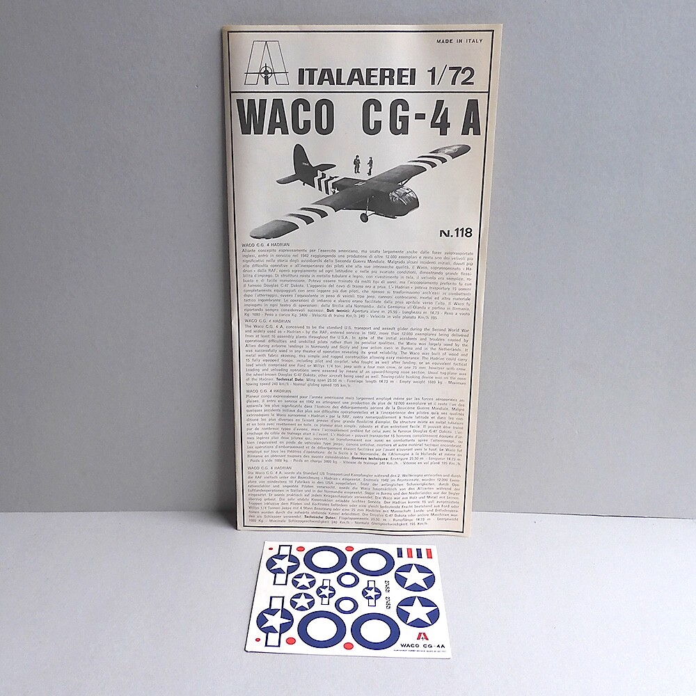 ITALERI 1/72 WACO CG-4A HADRIAN AIRPLANE MODEL KIT No.118 | eBay