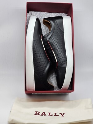 Bally Baxley Men's Leather Perforated Sneakers Shoes Black