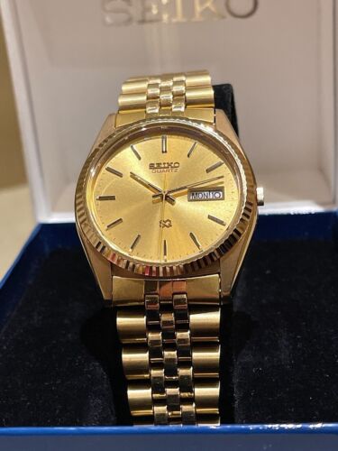 RARE! VTG Seiko Quartz SQ GOLD President FULL KIT BOX Watch EXCELLENT!