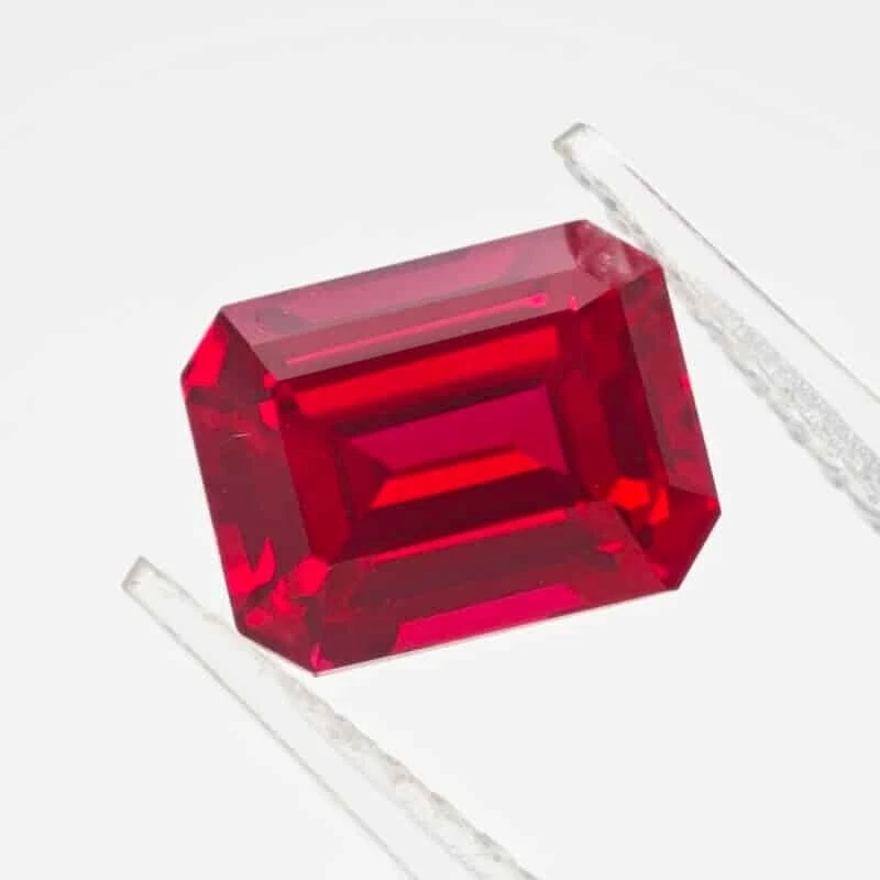 5 PCS wholesale Lot Lab Grown Red Ruby 10x8 MM Emerald Cut Loose Gemstone - Image 2 of 4