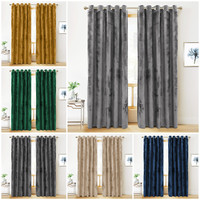 Thick Blackout Crushed Velvet Curtains Eyelet Ring Top Ready Made Pair Curtain