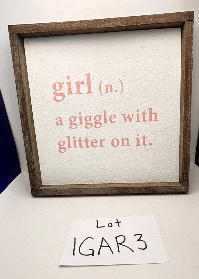 Decoración de pared para bebé niña | Brillo y risas | 1”x11”x11” pulgadas enmarcado Foto 4 de 4