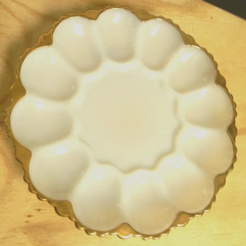 Vintage Anchor Hocking "Golden Shell" White Milk Glass Deviled Egg Plate USA