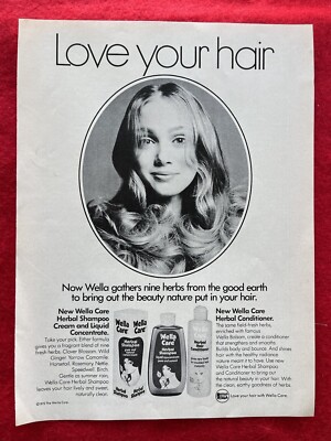 Vintage 1972 Wella Care Herbal Shampoo Print Ad Made With 9 Herbs Advertisement