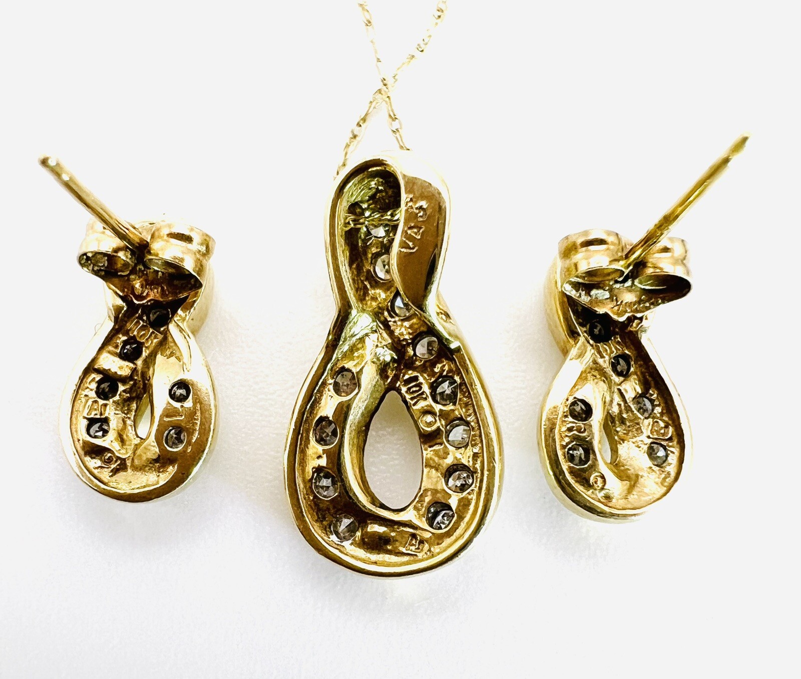 10k Solid Yellow Gold Diamond Infinity Swirl Geom… - image 15