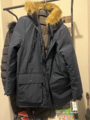 Parka, men's, hooded, Navy, water-resistant, insulated, XL, NWT | eBay