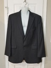 Chaps Ralph Lauren Men's Grey Pinstripe Suit Jacket 46L Wool Blazer 46 Long
