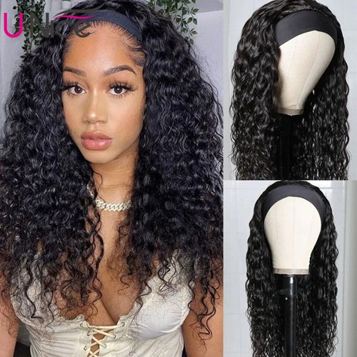 UNice Malaysian Water Wave Headband Human Hair Wig Glueless Wear and Go Wigs 18" - Picture 3 of 12