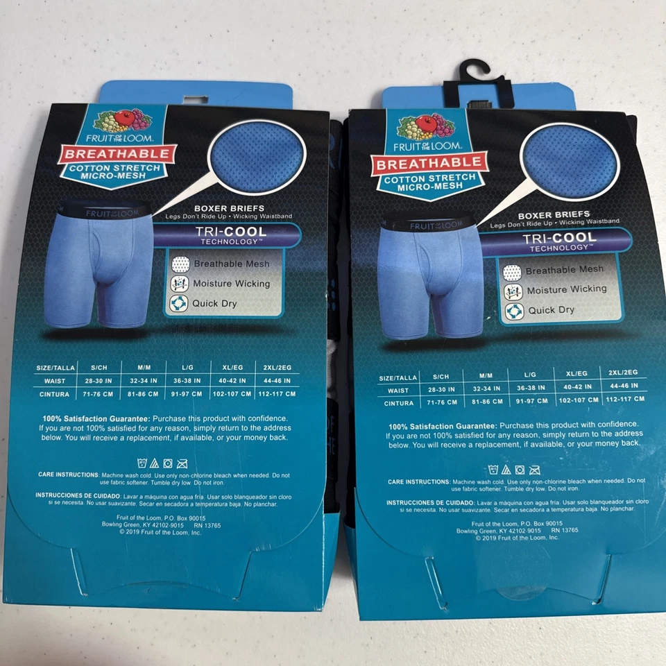 Calzoncillos boxer de micromalla de algodón transpirable Fruit of the Loom para hombre, 2 paquetes XL Foto 2 de 3