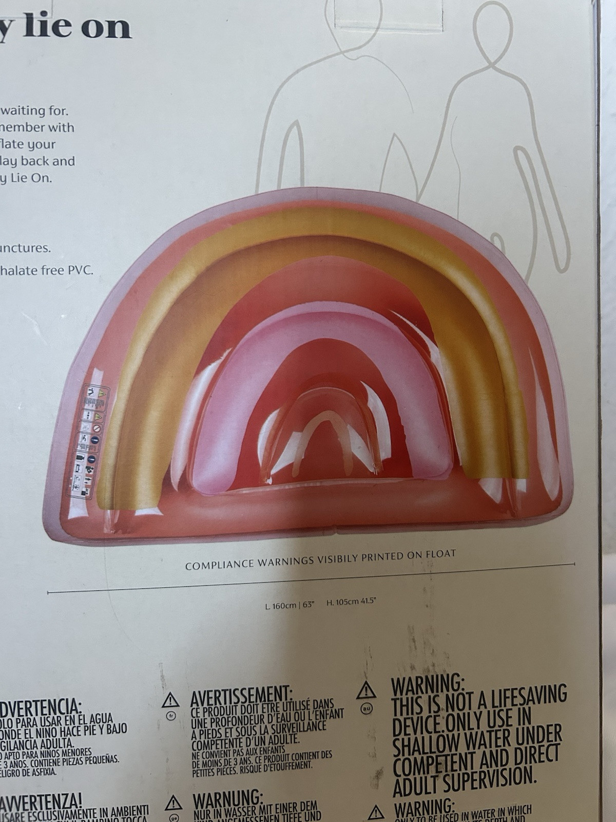 Sunnylife Float Away Lie On Pool Float - Pink Rainbow - 63" x 41.5"