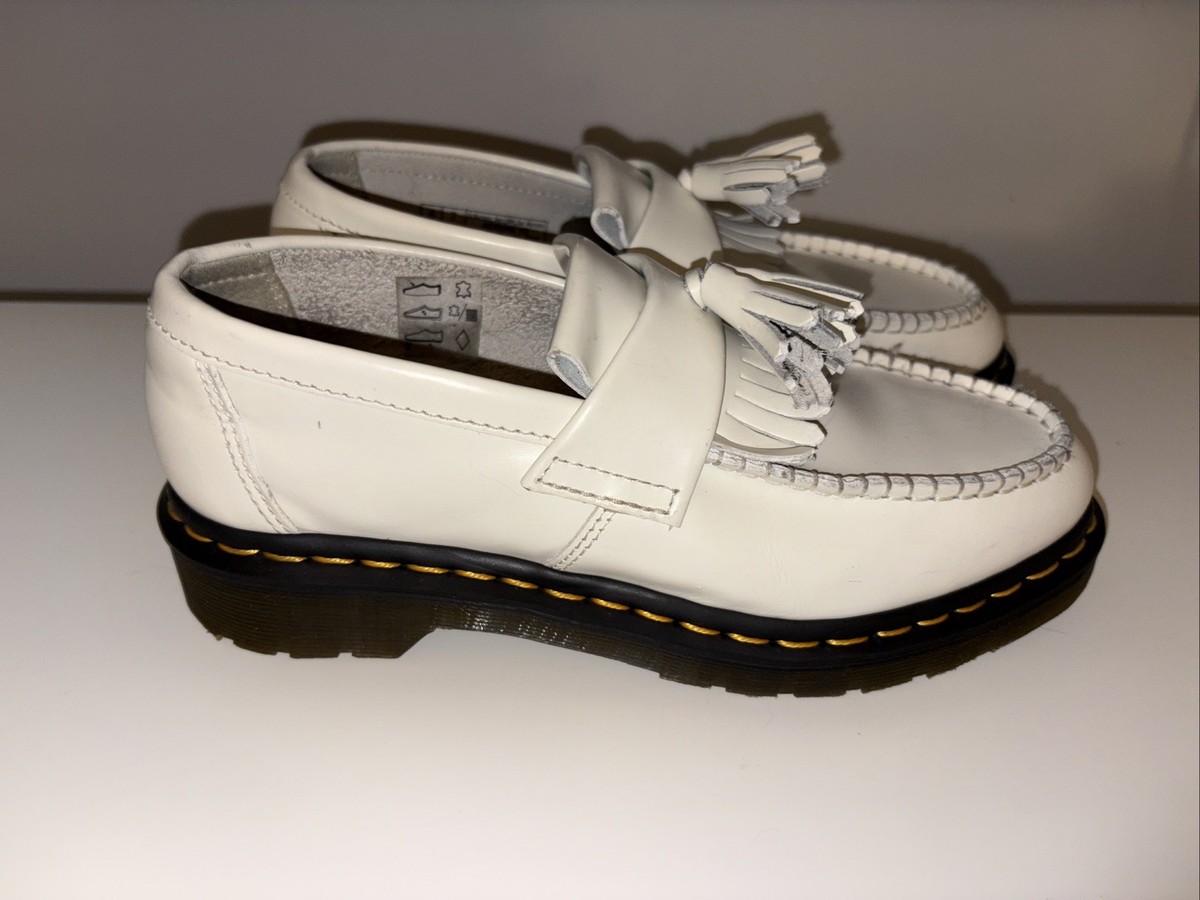 Dr Doc Martens Adrian YS White Leather Tassle Kiltie Loafers  display picture 3