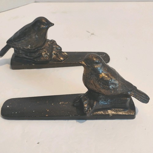 2PCS Cast Iron Bird Door Stoppers Heavy-Duty Brown-gold Rustic Color Decor - Picture 3 of 8