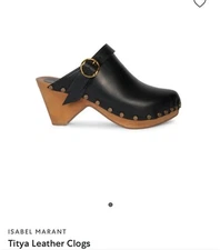 Isabel Marant Titya Buckled Clogs Black Leather Studded SIZE EU 40 US 10 $560