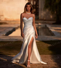 Simple Sleeveless Wedding Dresses Sweetheart Split Mermaid Backless Bridal Gowns