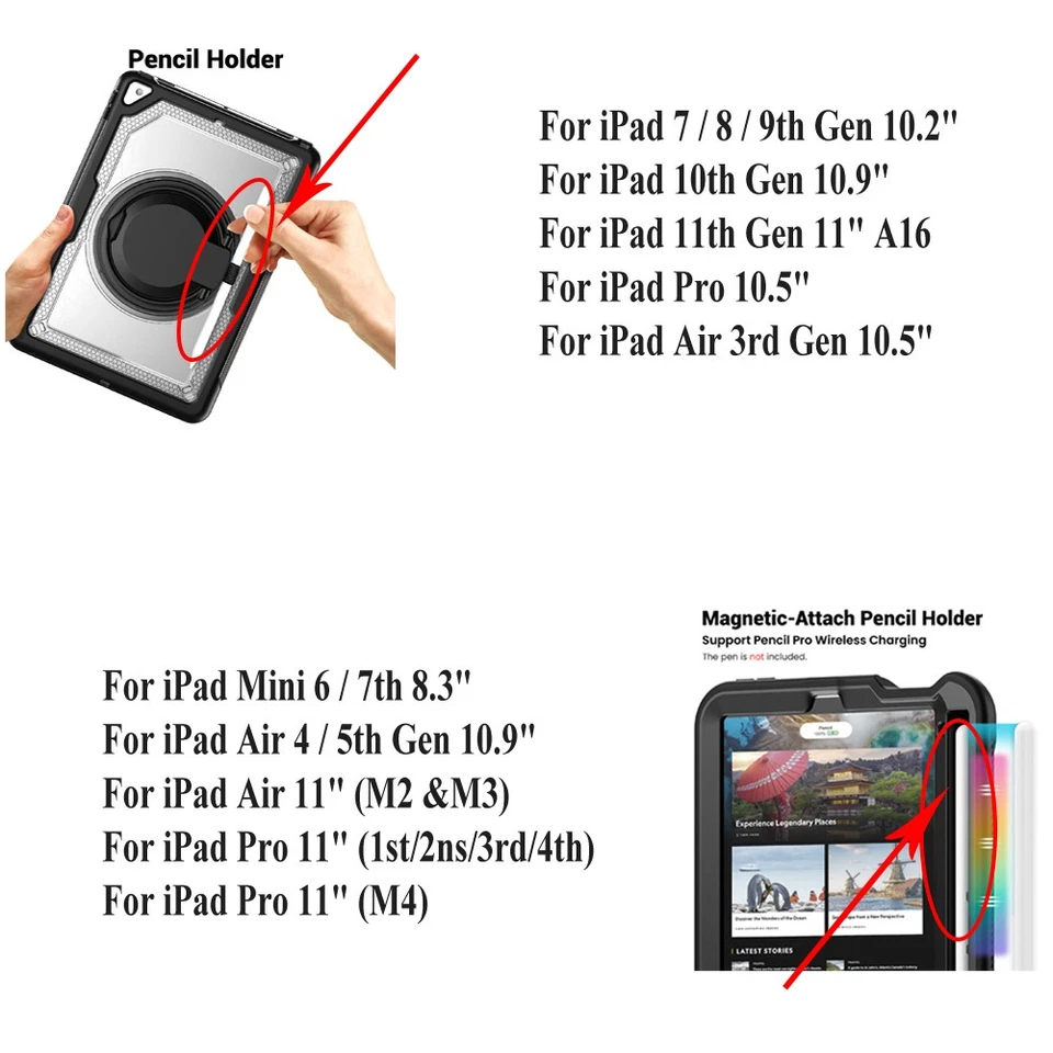 Kids Rotating Handle/Stand Case for iPad 7/ 8th 9th 10th 11th A16 Gen Shockproof - Image 2 of 4