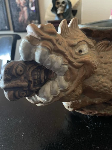 Mug By Rumph Pottery, Dragon Eating Man . From 1973 Brand New With Tag ￼