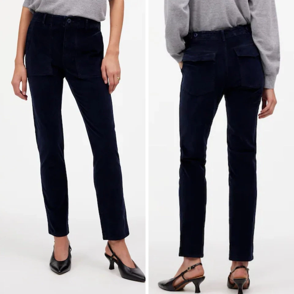 Pantalón Madewell The Slim Recto Utilitario Prenda Tinte Pana Azul Marino Mujer 25 Foto 3 de 4