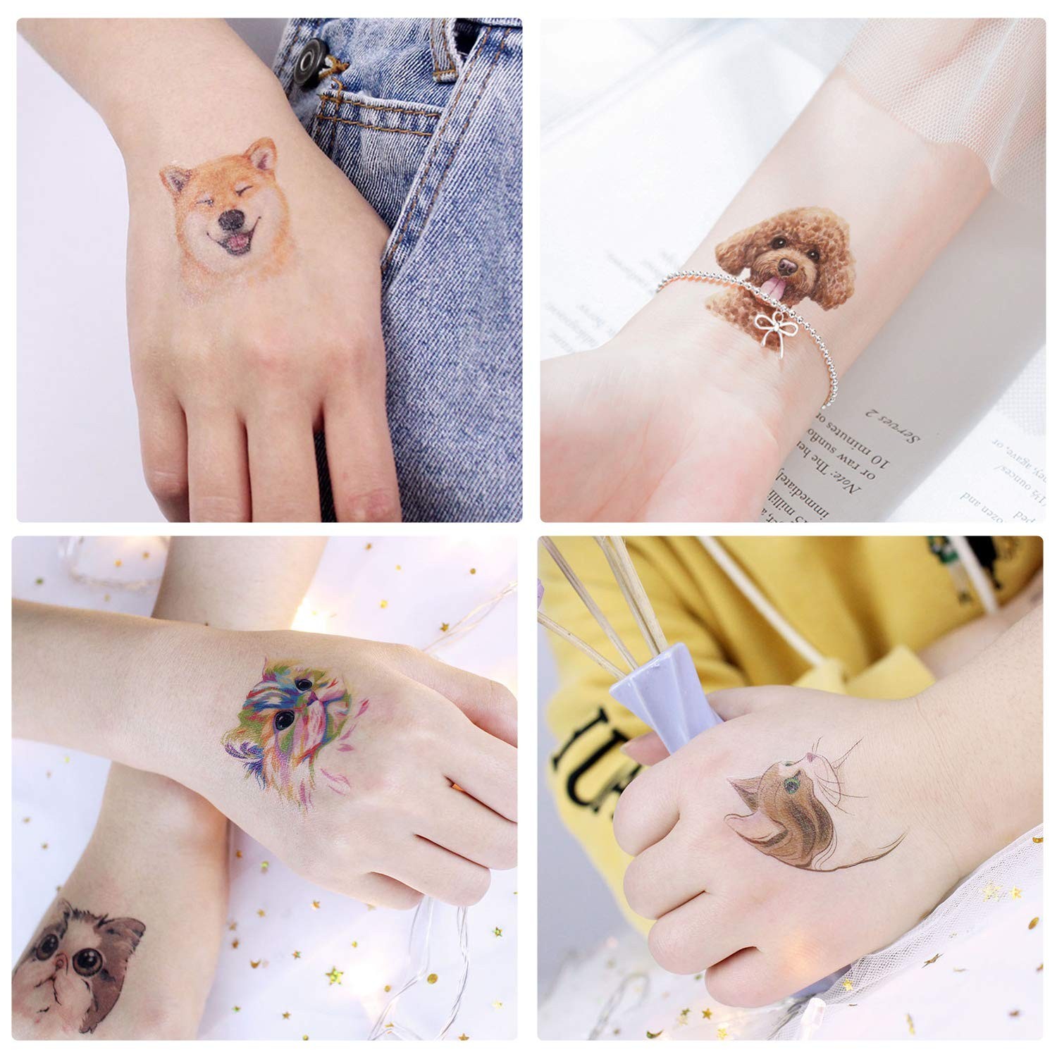 Animals Theme Temporary Tattoos for Kids - Zoo Patterned Body Art Waterproof ...