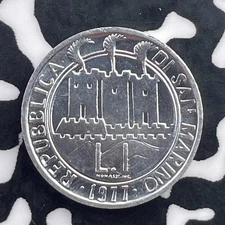1977 San Marino 1 Lira Lot#C5798 High Grade! Beautiful!