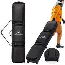 TUYOHW DOUBLE ROLLING SKI BAG PADDED WATERPROOF WHEELED SKI BAG 180CM - BLACK