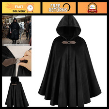 Medieval Hooded Cape Cloak for Renaissance, Hobbit, Halloween Costume - Unisex