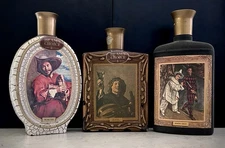 3 JIM BEAM DECANTERS  JB (‘72), Lute Player (‘71) & Mardi Gras (‘68) Mid-Century