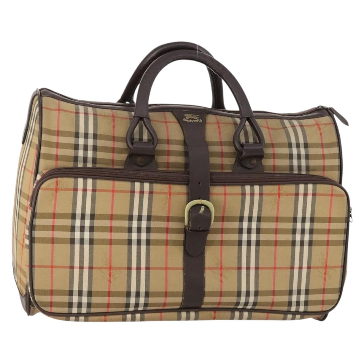 Burberrys Nova Check Boston Bag Canvas Brown Auth mr2028 | eBay