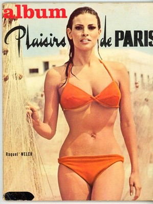 Iconic Raquel Welch Bikini Image on cover of Plaisirs de Paris Magazine  1967