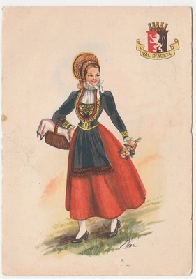 VAL D'AOSTA - COSTUME - ILLUSTRATOR - ELENA - TRAVEL 1959 -31624-