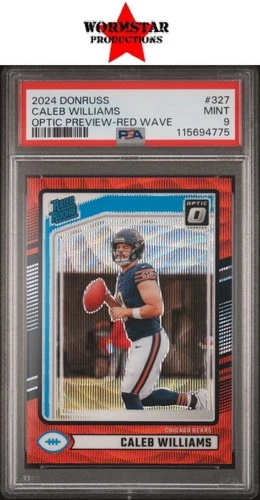 2024 Panini Donruss #327 Caleb Williams Optic Preview-Red Wave PSA 9 .