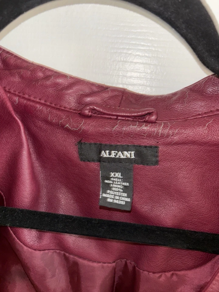 Jaqueta de couro sintético feminina Alfani XXL Borgonha/Marrom - Imagem 4 de 4