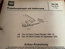 ORIGINAL Peka Anbau Anweisung Fiat 124 Sport, M 3877 für Anhängerkupplung,NOS