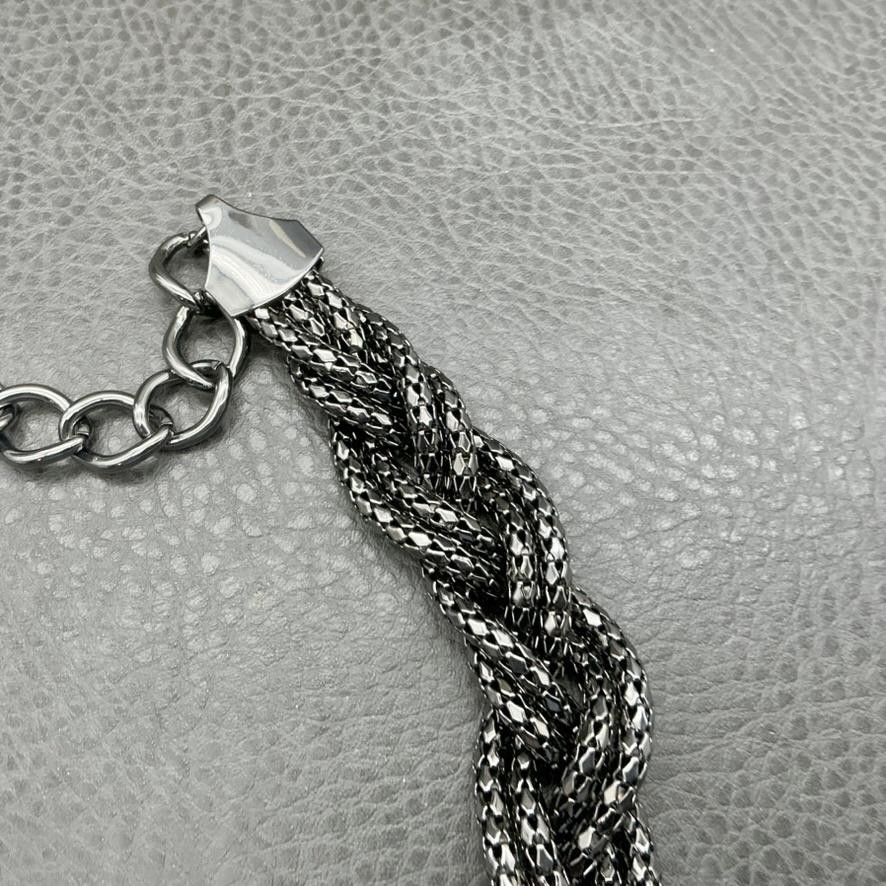 Express Necklace Braided Chain Statement Silver T… - image 6