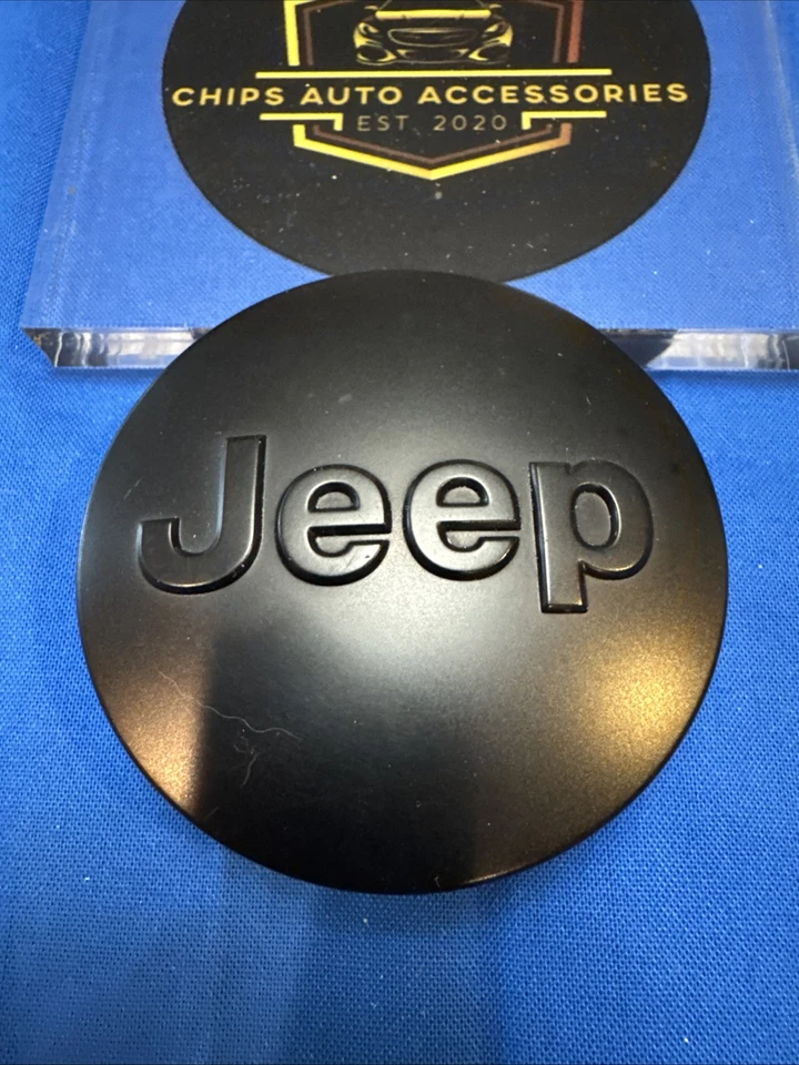 Tapa central de rueda negra mate Jeep Grand Cherokee Wrangler Renegade *OEM* Foto 2 de 4