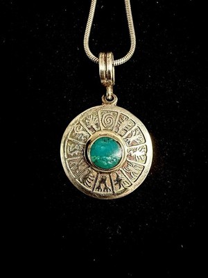 Nazca Lines Horoscope Pendant 950 Silver with Natural Stone & 20  Necklace .925