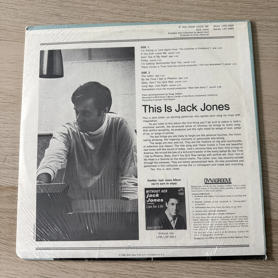 Jack Jones – If You Ever Leave Me - 1968 - RCA Victor LSP-3969 Vinyl LP Sealed - Image 3 of 3