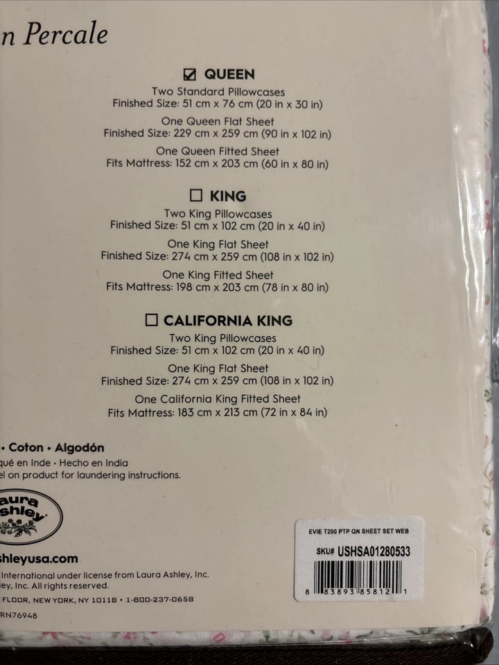 Juego de sábanas Queen de percal de algodón Laura Ashley Foto 4 de 4