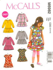 McCall's M6982 Girls Dresses Sewing Pattern Uncut Size 2-5