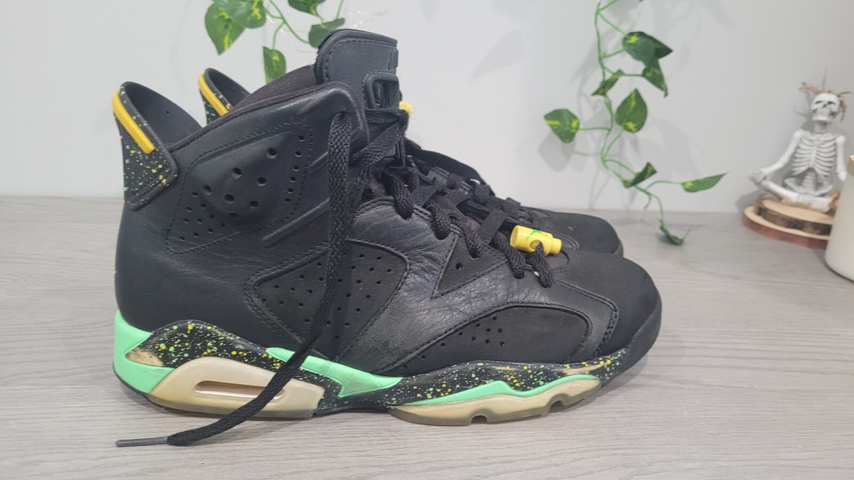 Size 8 Jordan 6 Retro Brazil Pack 2014 688446-020 Black Green
