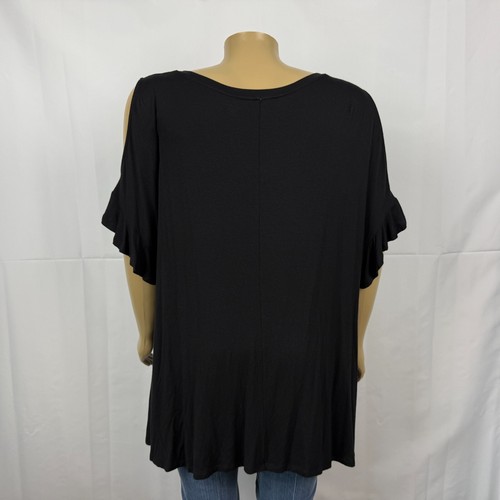 Lane Bryant Woman PLUS 26W 28W Black Cold Shoulder Jersey Knit Swing Tee Shirt - Picture 5 of 7