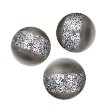 Schonwerk Silver Decorative Orbs Set of 3 Centerpiece Balls for Bowls & Vases