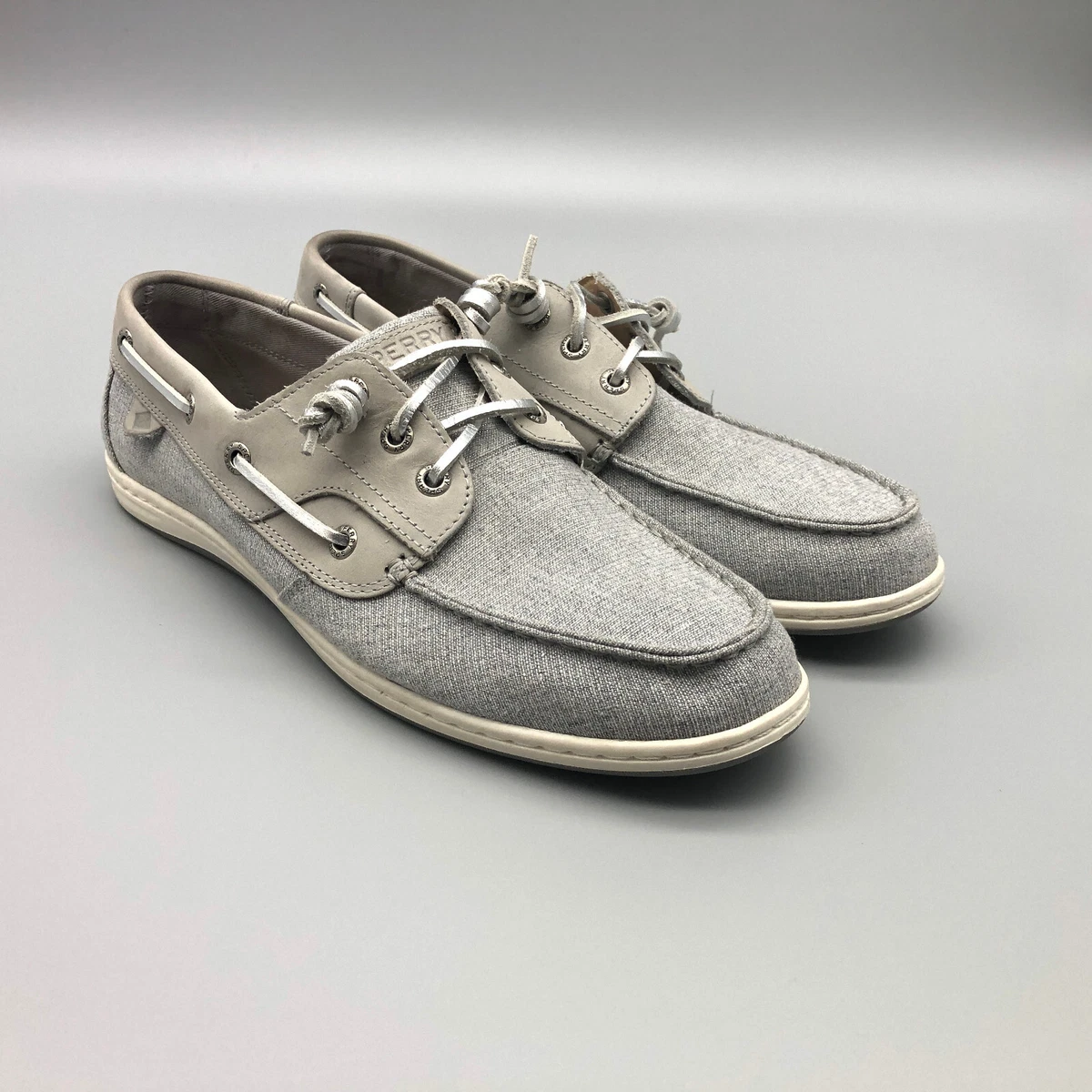 Sperry Top Sider Songfish Sparkle Women s Grey Canvas Boat Shoes