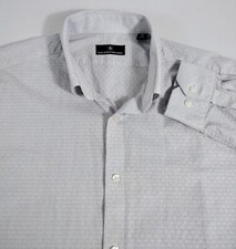 Hart Schaffner Marx Men's Textured Cotton Dress Shirt Size XL Light Gray NICE
