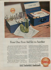 1945 Shell Industrial Lubricant Johnson & Johnson First Aid Kit VINTAGE PRINT AD