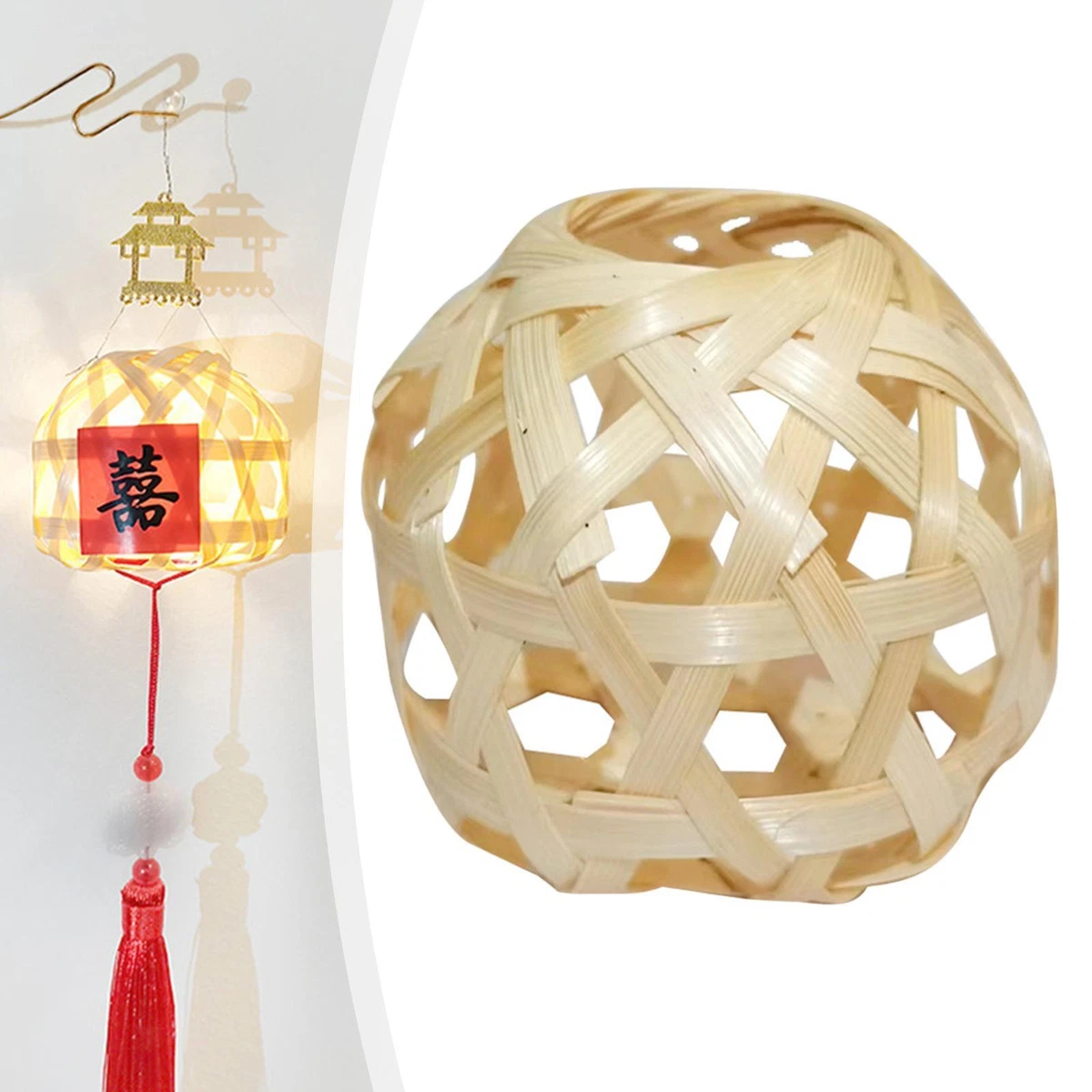 Bamboo Lampshade Woven Lamp Shade Decorative Small Rustic Chandelier Shade Light