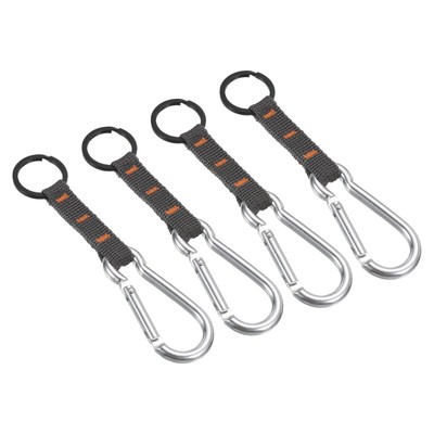 4Pcs Belt Keeper Key Ring, Nylon Webbing Strap Key Chain Rotate Hook, White