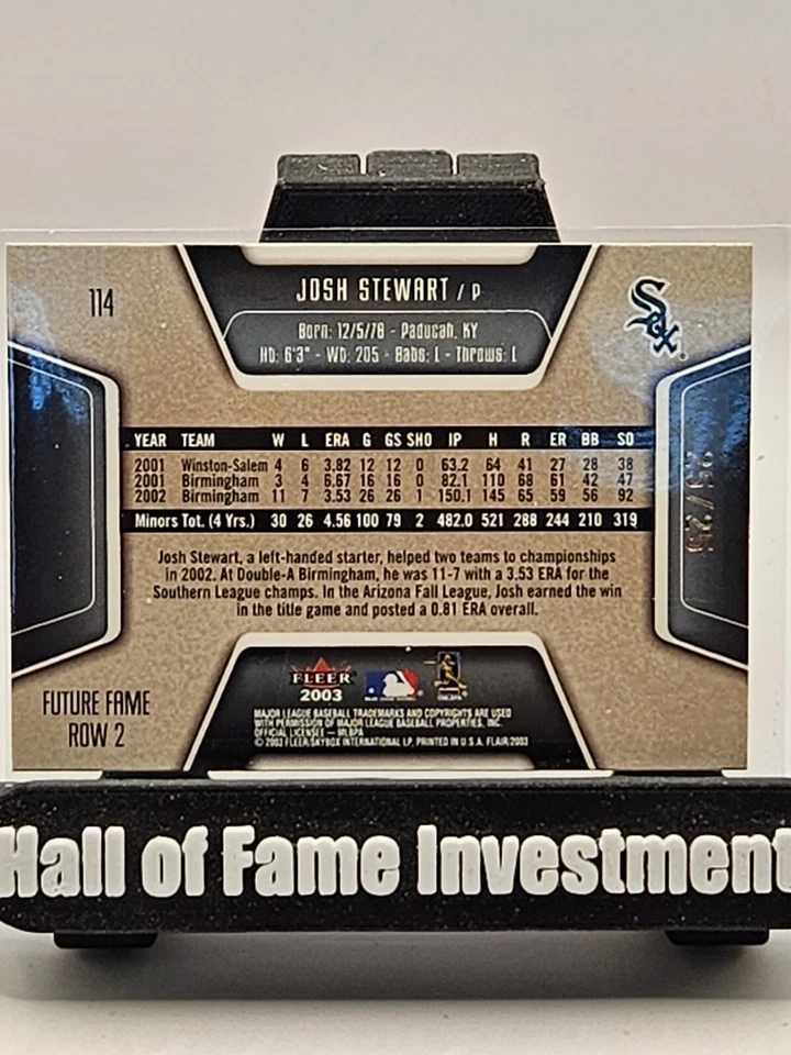 2003 Flair Baseball Card #114 Josh Stewart Future Fame #/025/025 Mint Condition  - Image 2 of 3