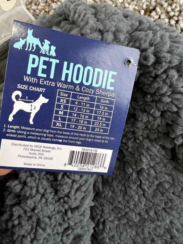 Sudadera con capucha Sherpa gris talla L para perro con orejas camisa ropa de exterior para mascotas cálida mascota Foto 4 de 4