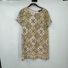 Lulus Womens Dress Medium Yellow Sheath Short Sleeve Lined Floral Dress Casual