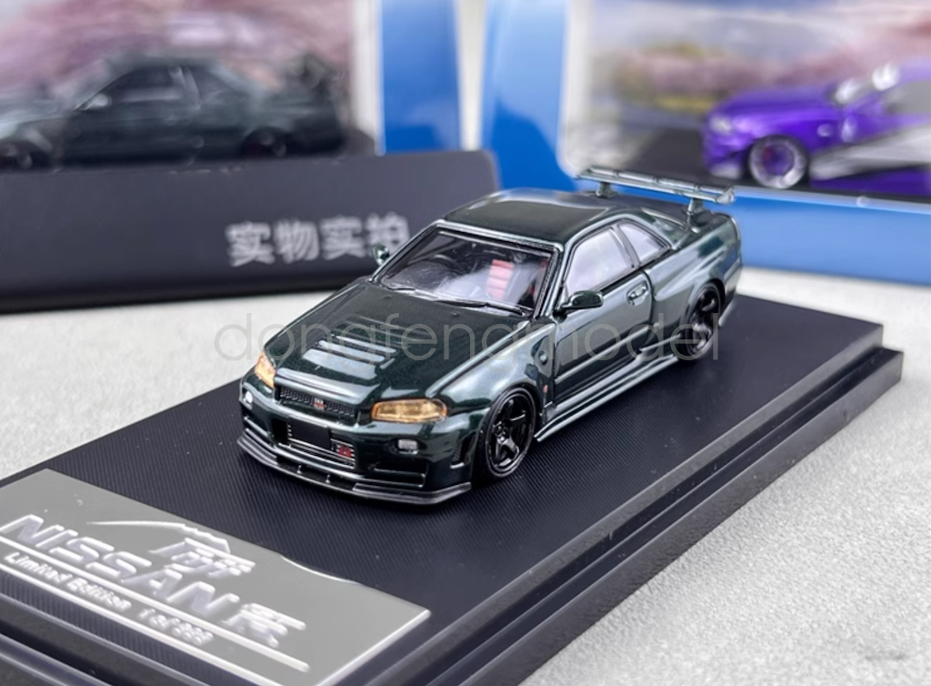Fuji 1:64 Scale Green Skyline GTR R34 Nismo Z-Tune Sport Diecast